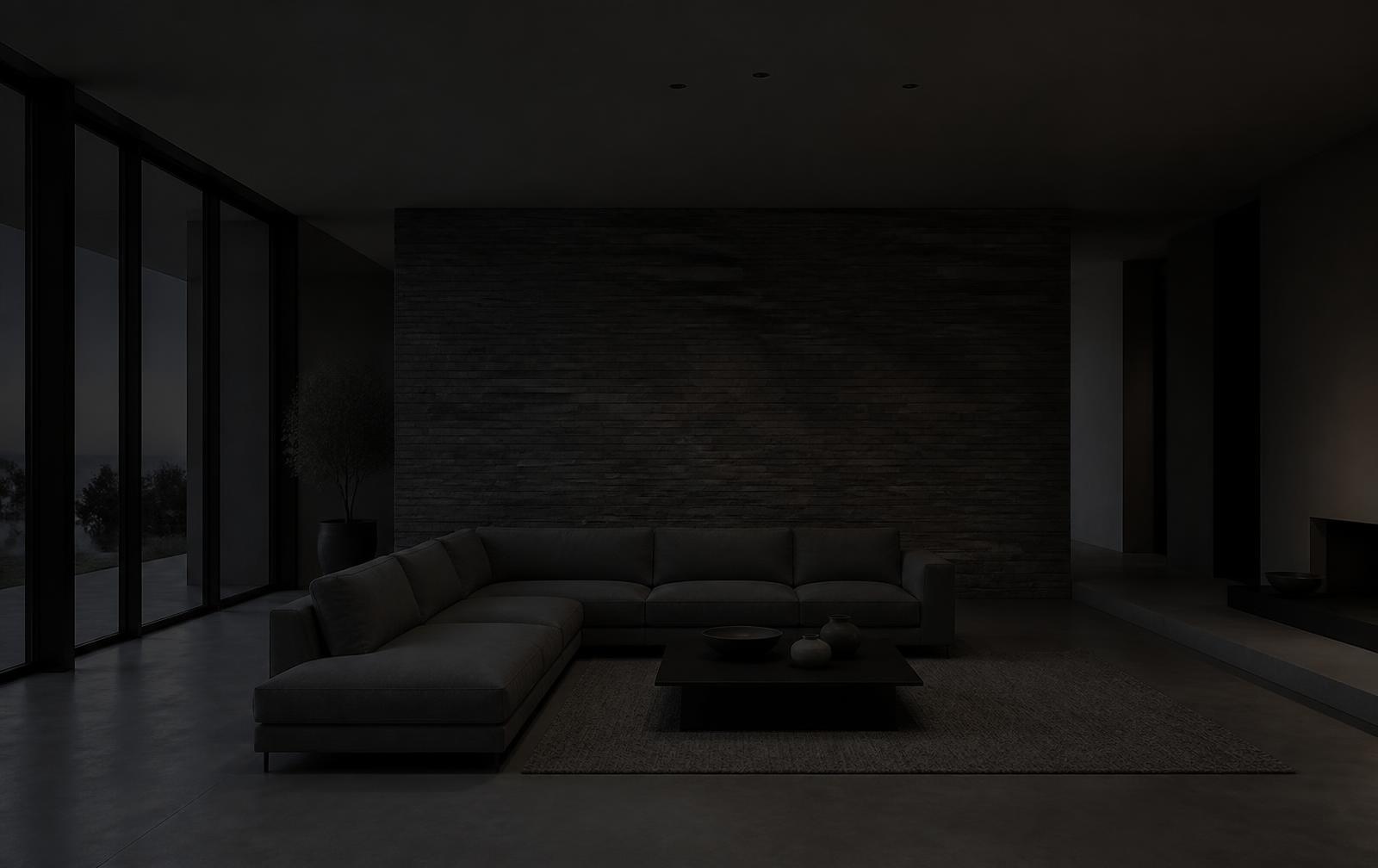 Architectural living room without lighting design